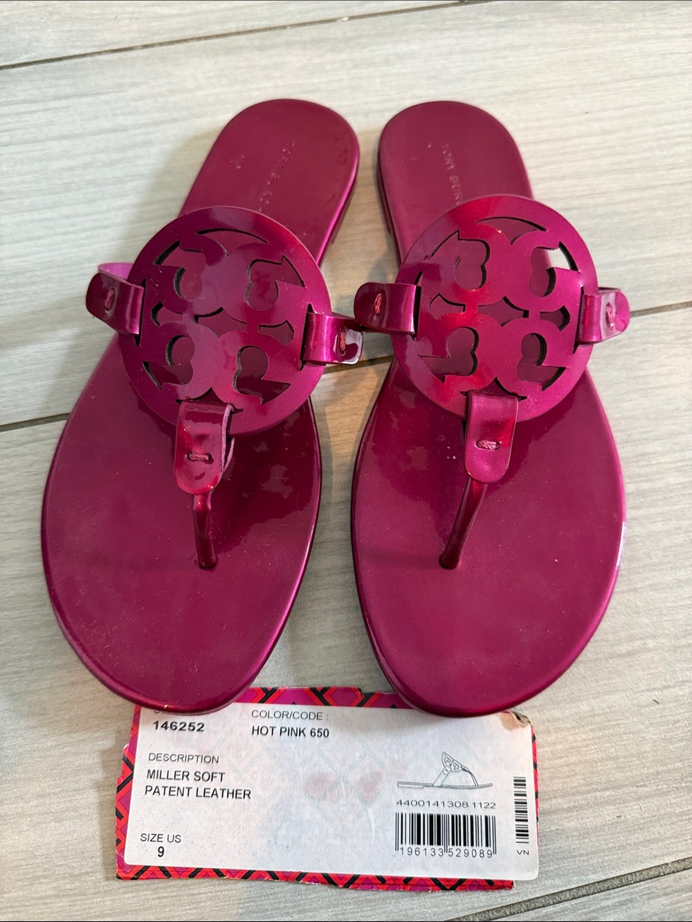 Tory Burch Miller Patent Leather Sandals - Hot Pink
